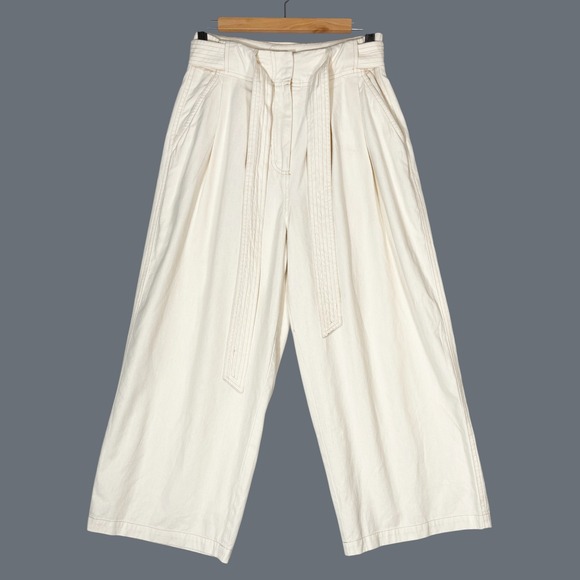 Sancia‎ Anthropologie Marla Ivory Hemp Blend Coastal Wide Leg Pants Womens XS - Picture 2 of 9
